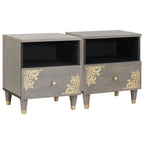 Armario de Noche con cajón 2 pcs Gris 40 x 33 x 46 cm