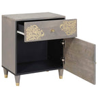 Cabinet de noche con puerta con cajón Gris 50 x 33 x 60 cm