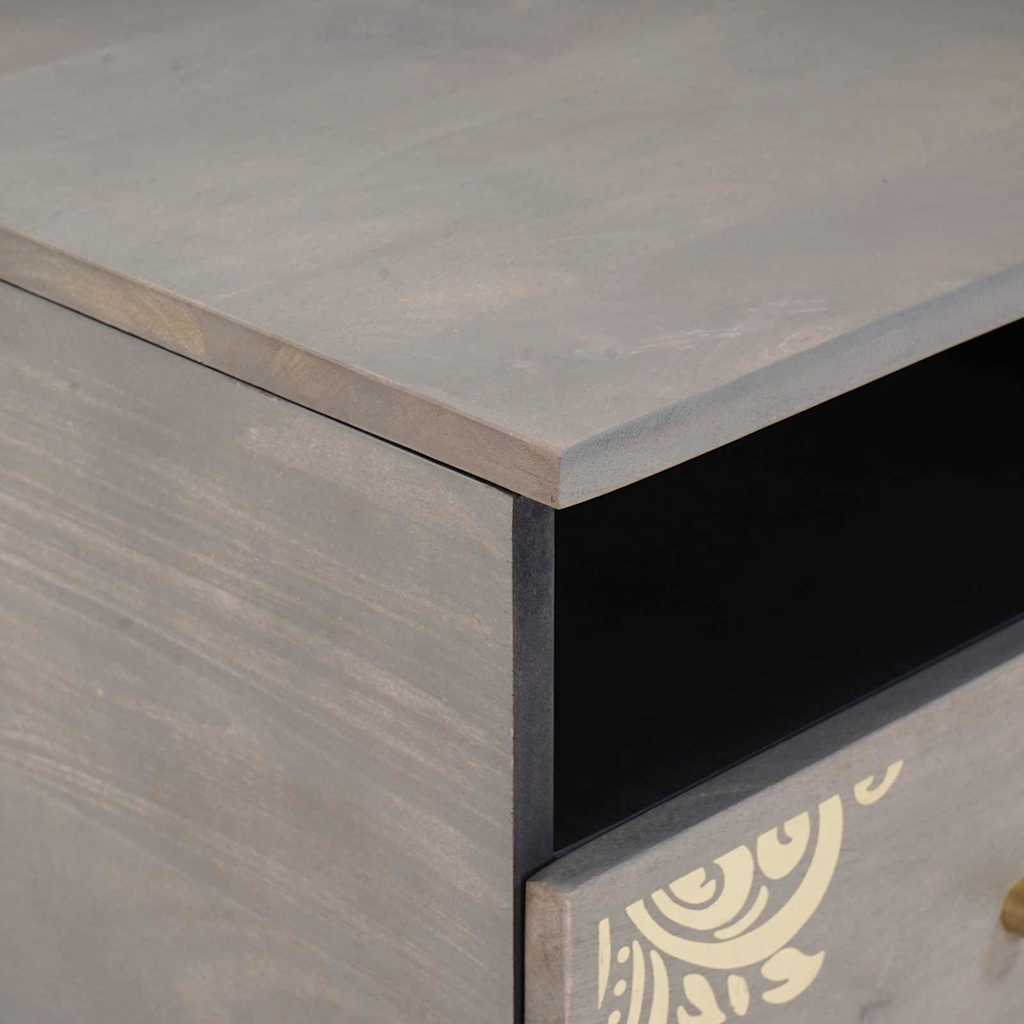 Mesa de Café Gris 80 x 54 x 40 cm Madera de mango maciza