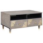 Mesa de Café Gris 80 x 54 x 40 cm Madera de mango maciza
