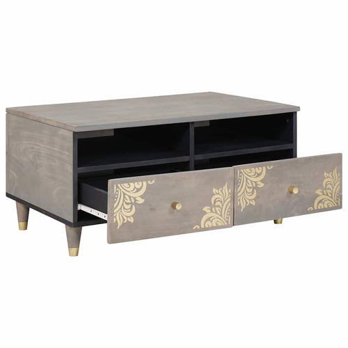Mesa de Café Gris 80 x 54 x 40 cm Madera de mango maciza