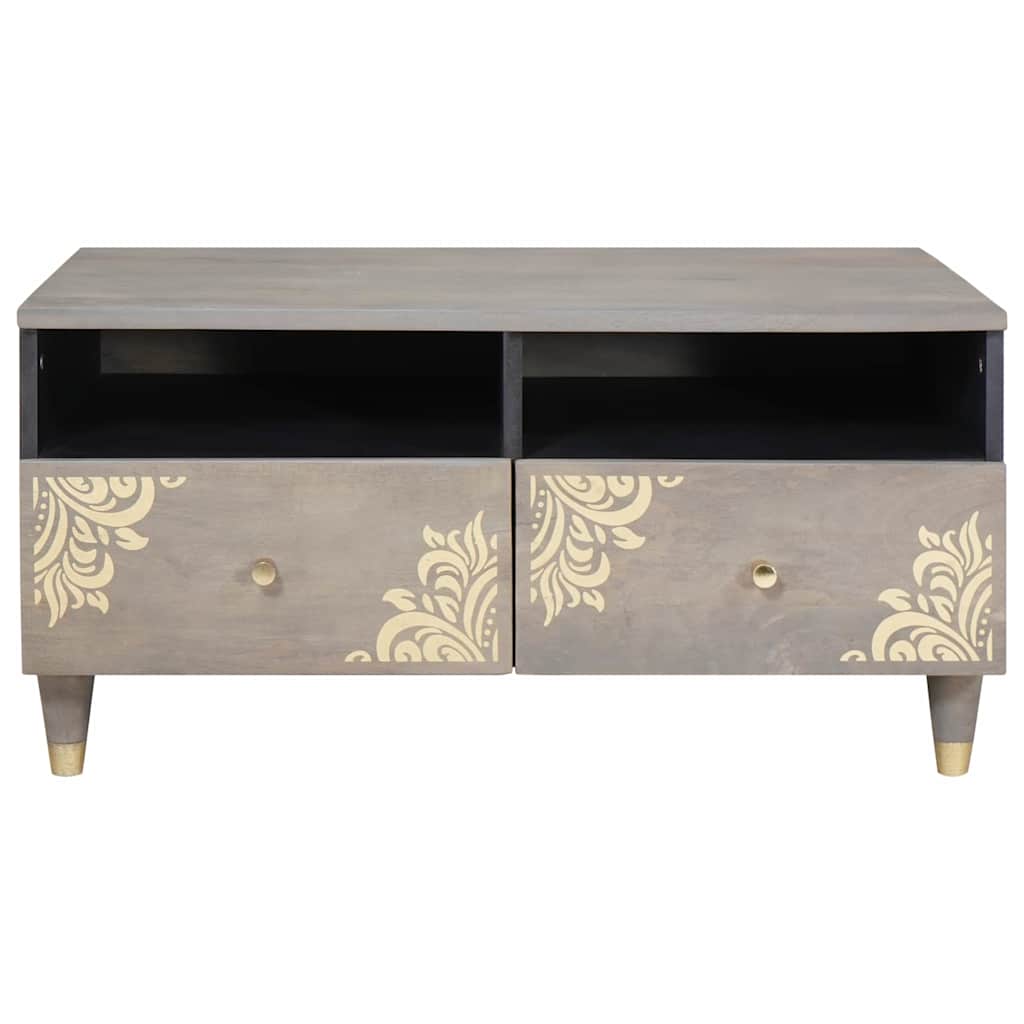 Mesa de Café Gris 80 x 54 x 40 cm Madera de mango maciza