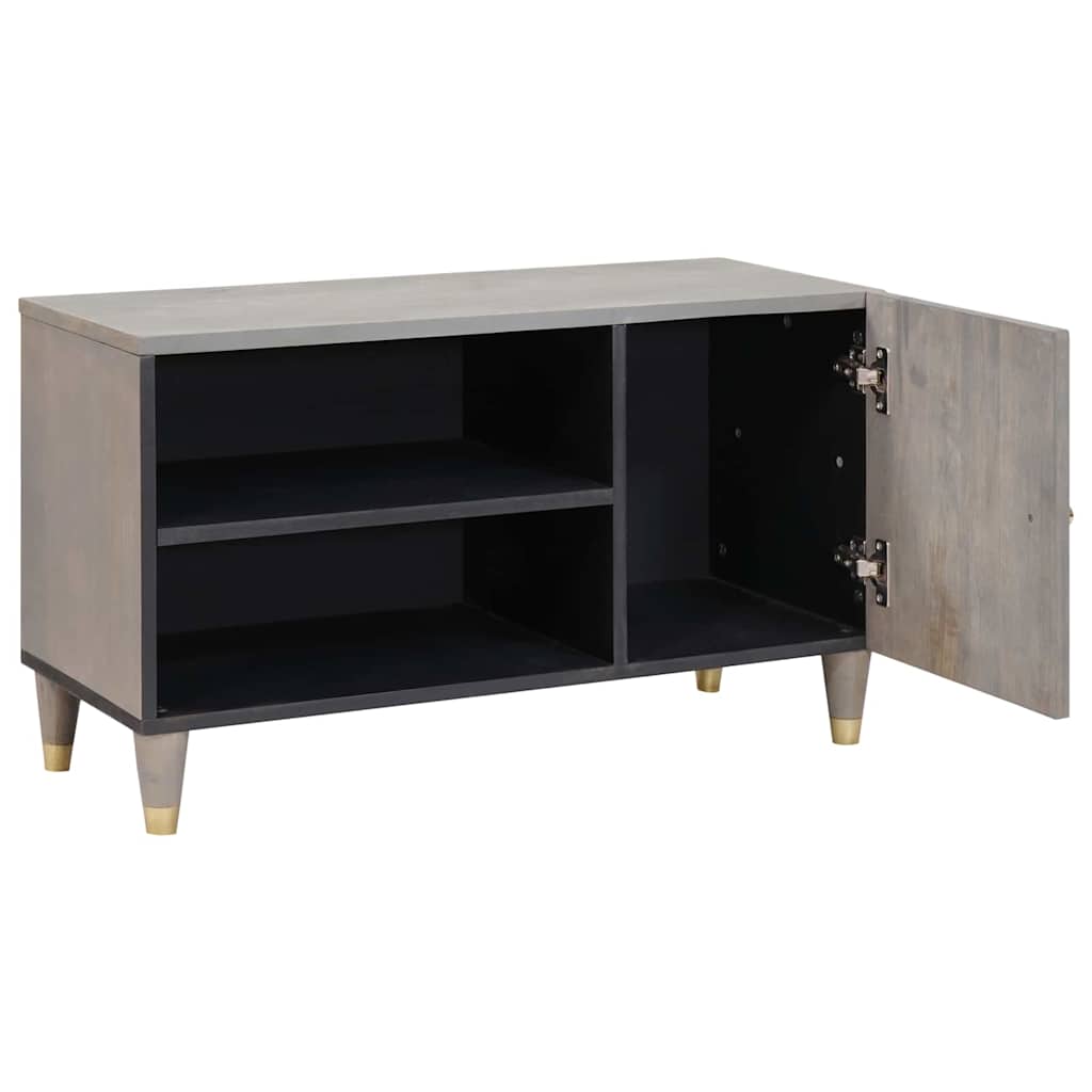Mueble de TV Gris 80 x 33 x 46 cm Madera de mango maciza