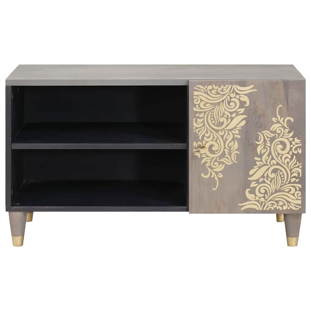 Mueble de TV Gris 80 x 33 x 46 cm Madera de mango maciza