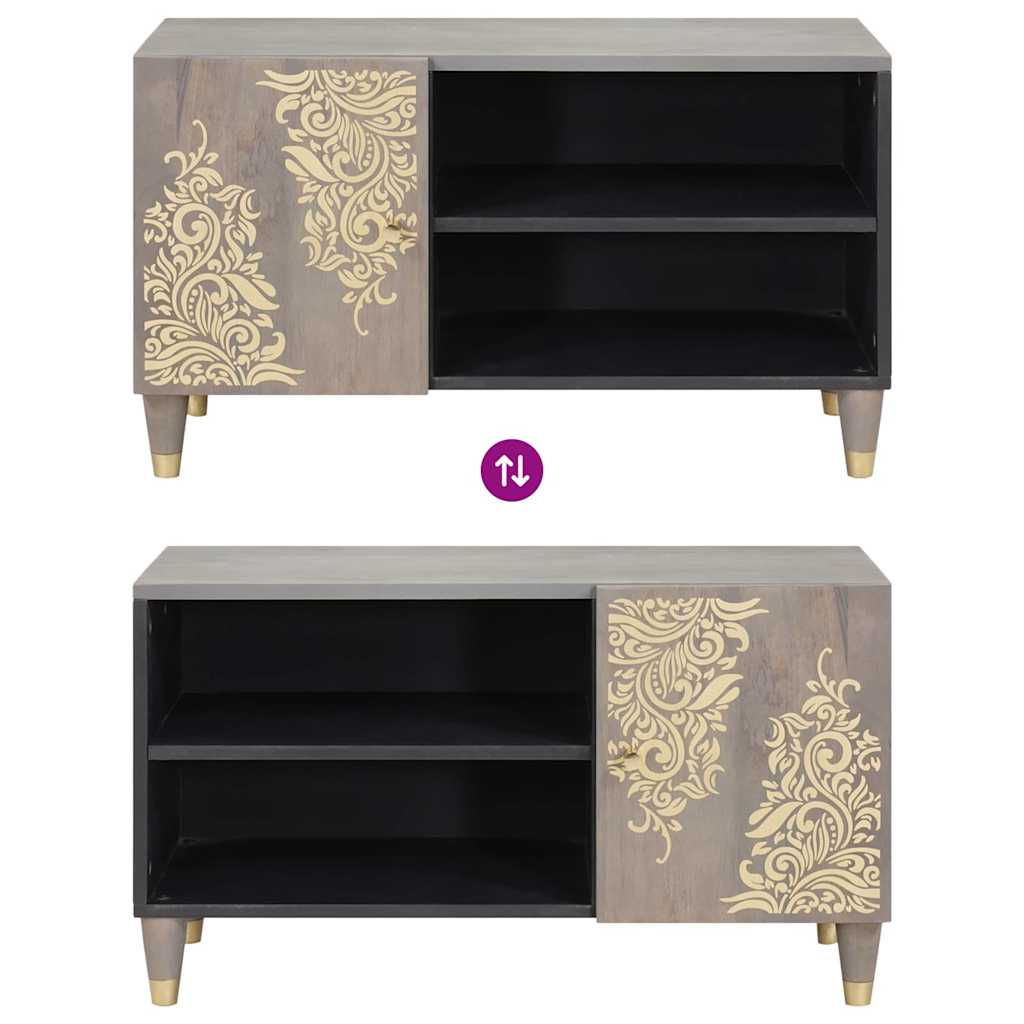 Mueble de TV Gris 80 x 33 x 46 cm Madera de mango maciza