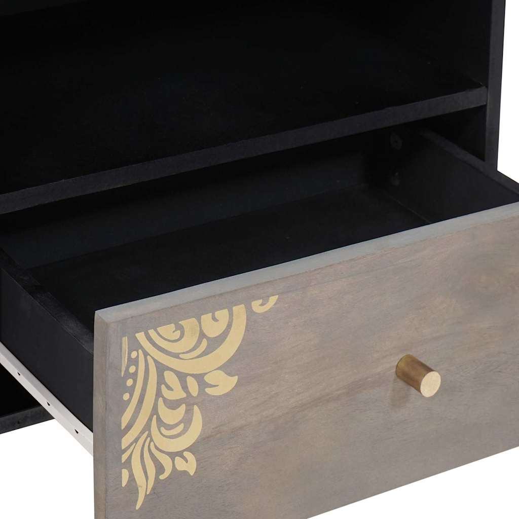 Mueble de TV Gris 80 x 33 x 46 cm Madera de mango maciza