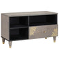Mueble de TV Gris 80 x 33 x 46 cm Madera de mango maciza