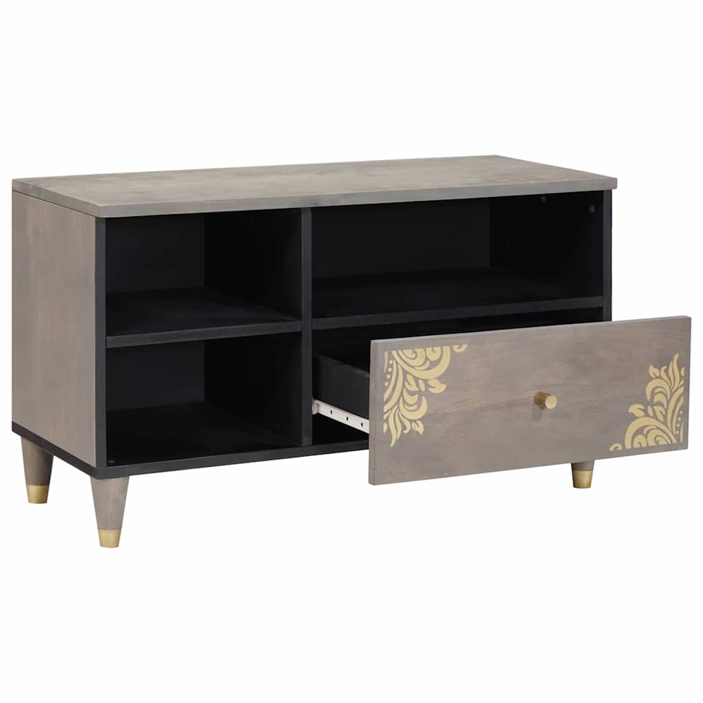 Mueble de TV Gris 80 x 33 x 46 cm Madera de mango maciza