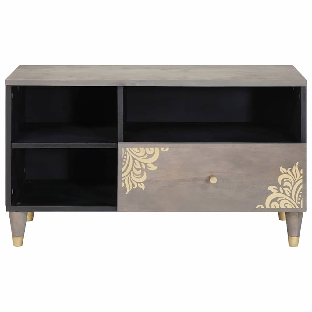 Mueble de TV Gris 80 x 33 x 46 cm Madera de mango maciza