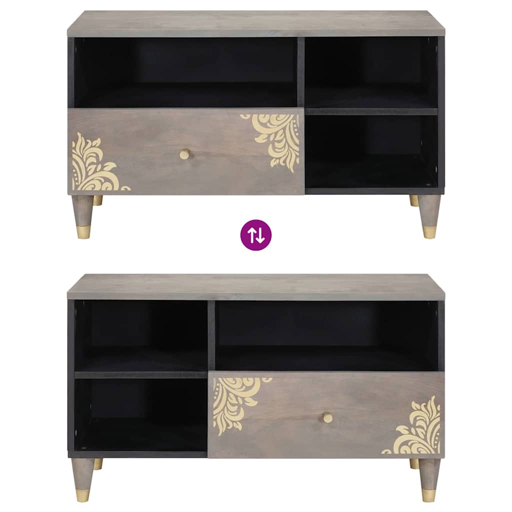 Mueble de TV Gris 80 x 33 x 46 cm Madera de mango maciza