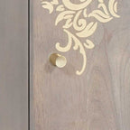Aparador Gris y dorado 40 x 33 x 75 cm Madera de mango maciza