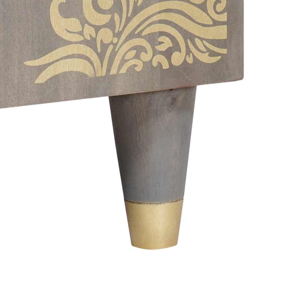 Aparador Gris y dorado 40 x 33 x 75 cm Madera de mango maciza