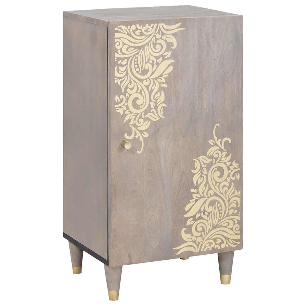 Aparador Gris y dorado 40 x 33 x 75 cm Madera de mango maciza