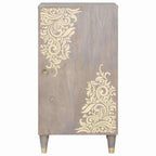 Aparador Gris y dorado 40 x 33 x 75 cm Madera de mango maciza