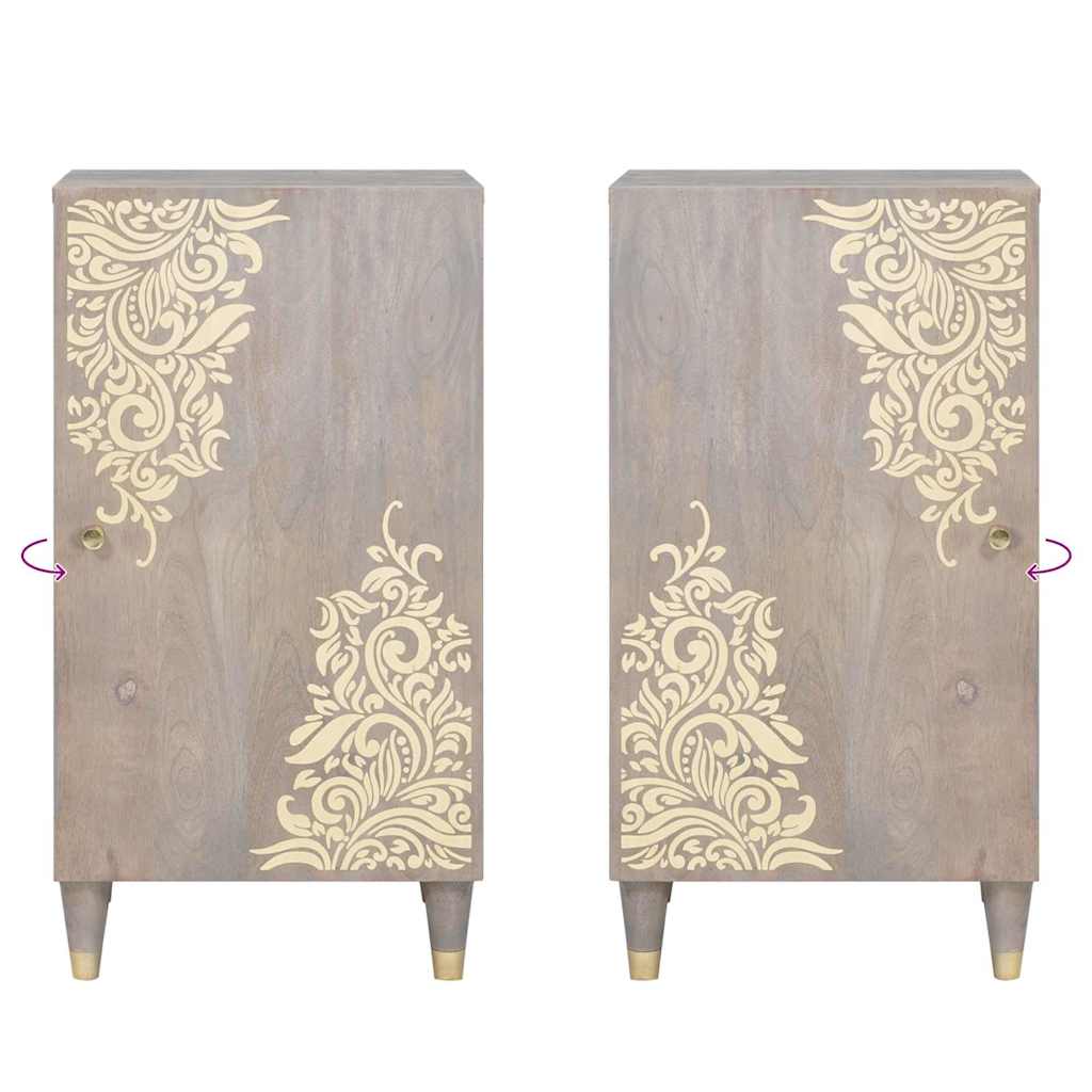 Aparador Gris y dorado 40 x 33 x 75 cm Madera de mango maciza