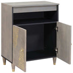 Aparador Gris y dorado 60 x 33 x 75 cm Madera de mango maciza