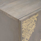 Aparador Gris y dorado 60 x 33 x 75 cm Madera de mango maciza