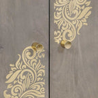 Aparador Gris y dorado 60 x 33 x 75 cm Madera de mango maciza