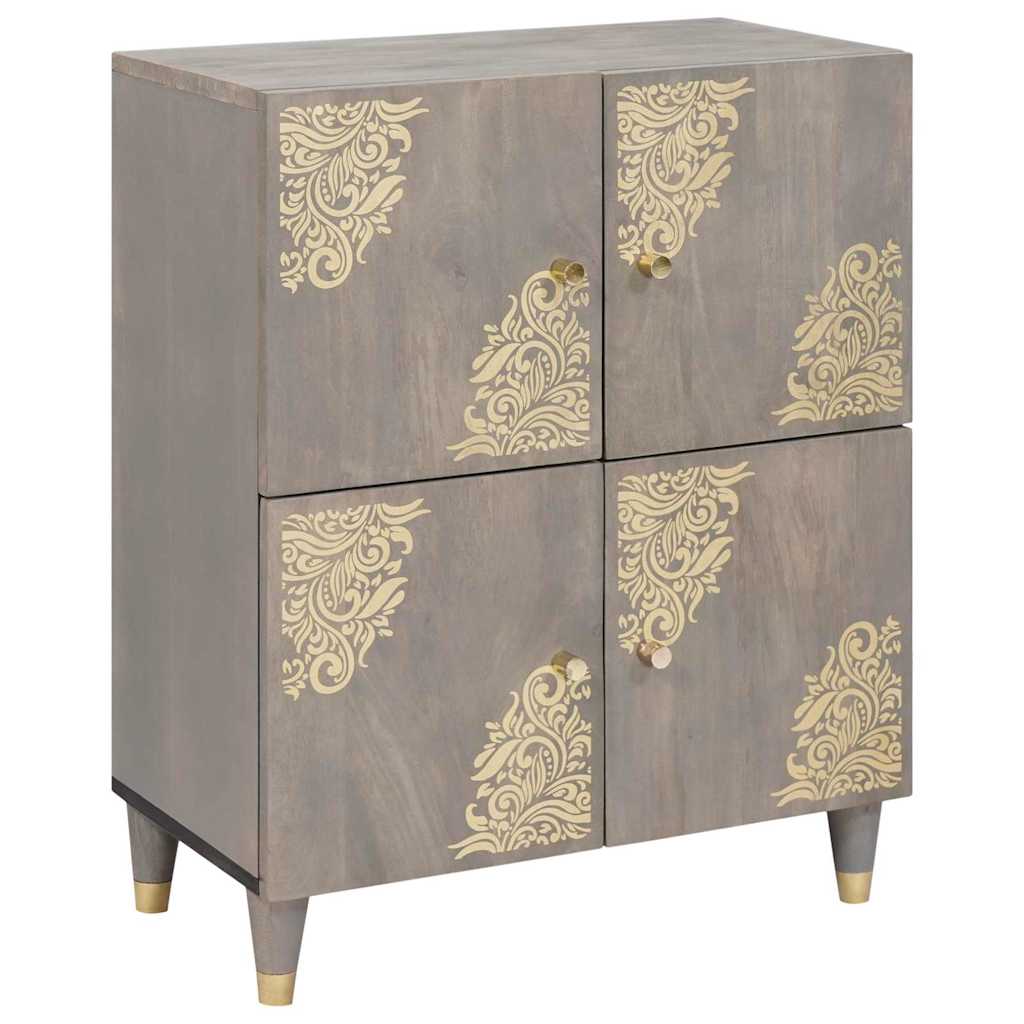 Aparador Gris y dorado 60 x 33 x 75 cm Madera de mango maciza