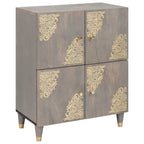 Aparador Gris y dorado 60 x 33 x 75 cm Madera de mango maciza