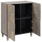 Aparador Gris y dorado 60 x 33 x 75 cm Madera de mango maciza