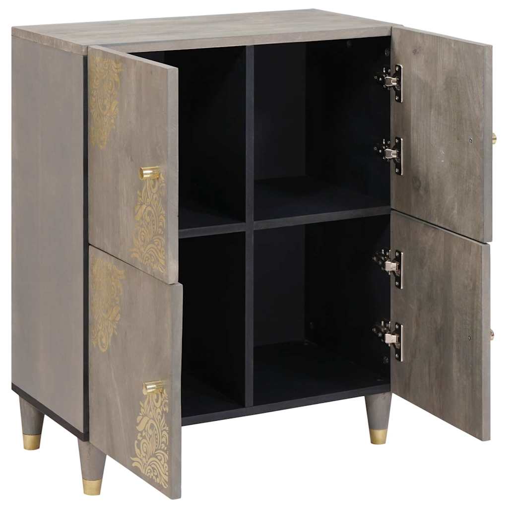 Aparador Gris y dorado 60 x 33 x 75 cm Madera de mango maciza