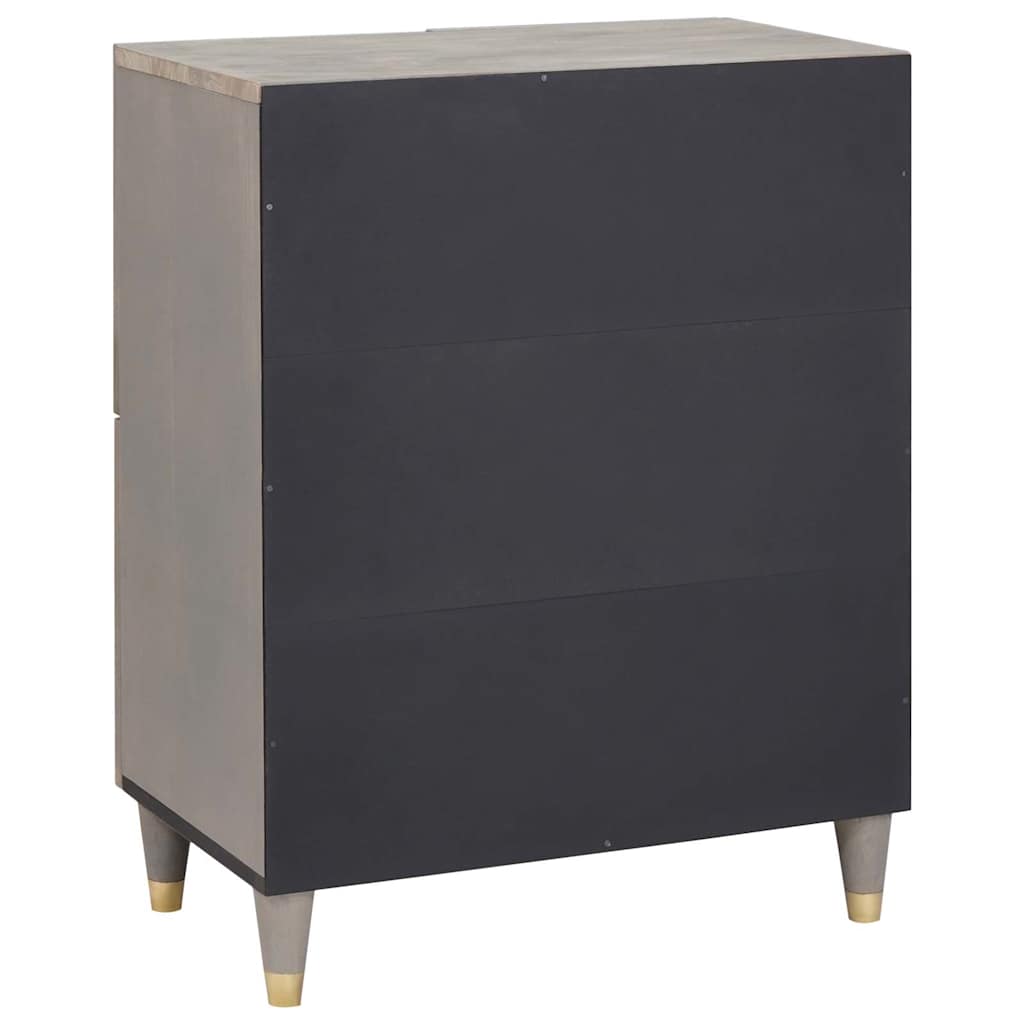 Aparador Gris y dorado 60 x 33 x 75 cm Madera de mango maciza