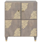 Aparador Gris y dorado 60 x 33 x 75 cm Madera de mango maciza