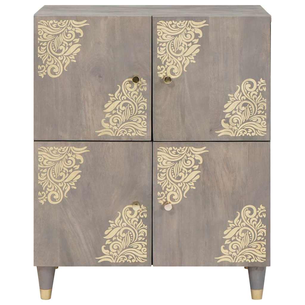 Aparador Gris y dorado 60 x 33 x 75 cm Madera de mango maciza