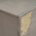 Aparador Gris y dorado 80 x 33 x 75 cm Madera de mango maciza