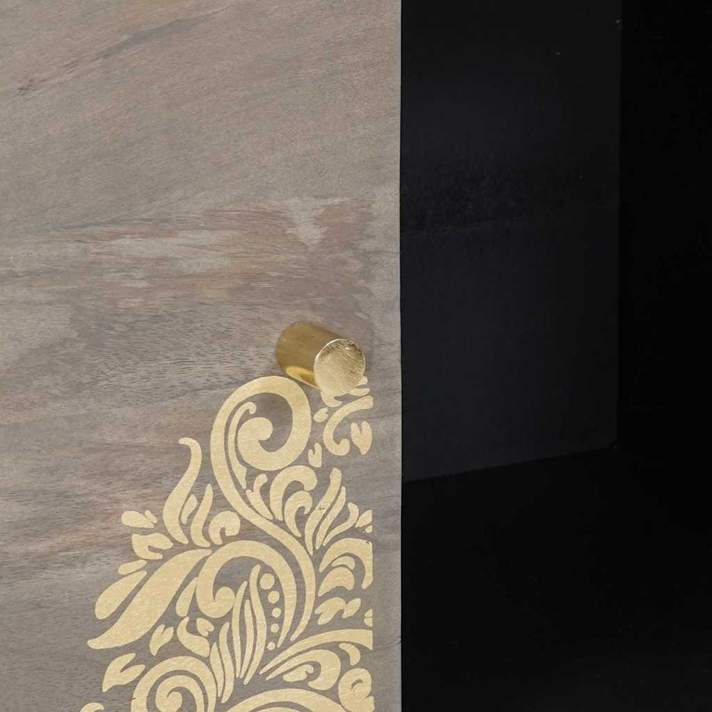 Aparador Gris y dorado 80 x 33 x 75 cm Madera de mango maciza