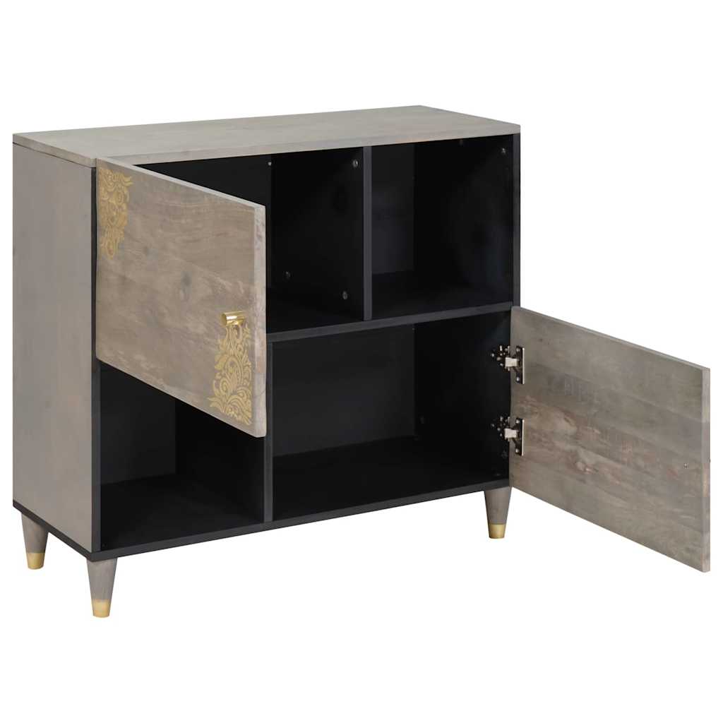Aparador Gris y dorado 80 x 33 x 75 cm Madera de mango maciza