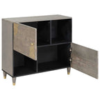 Aparador Gris y dorado 80 x 33 x 75 cm Madera de mango maciza
