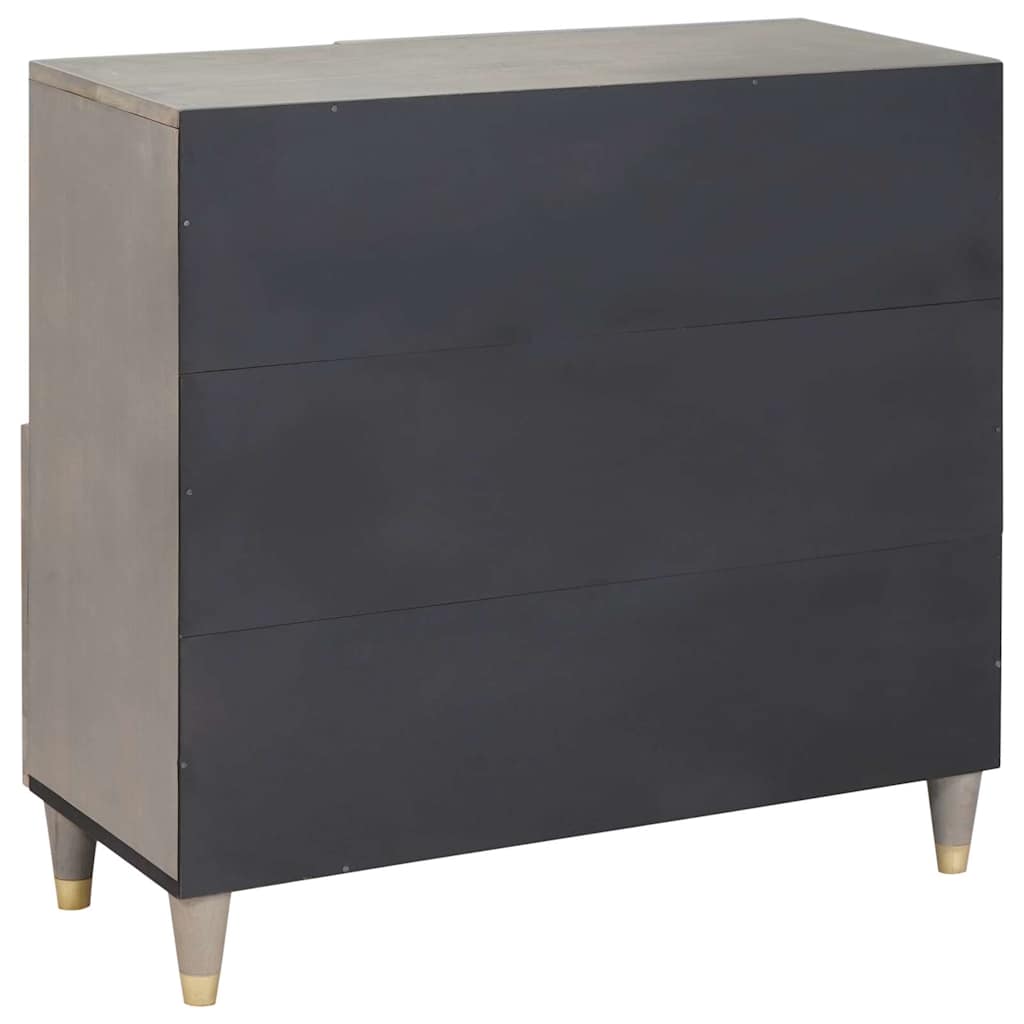 Aparador Gris y dorado 80 x 33 x 75 cm Madera de mango maciza