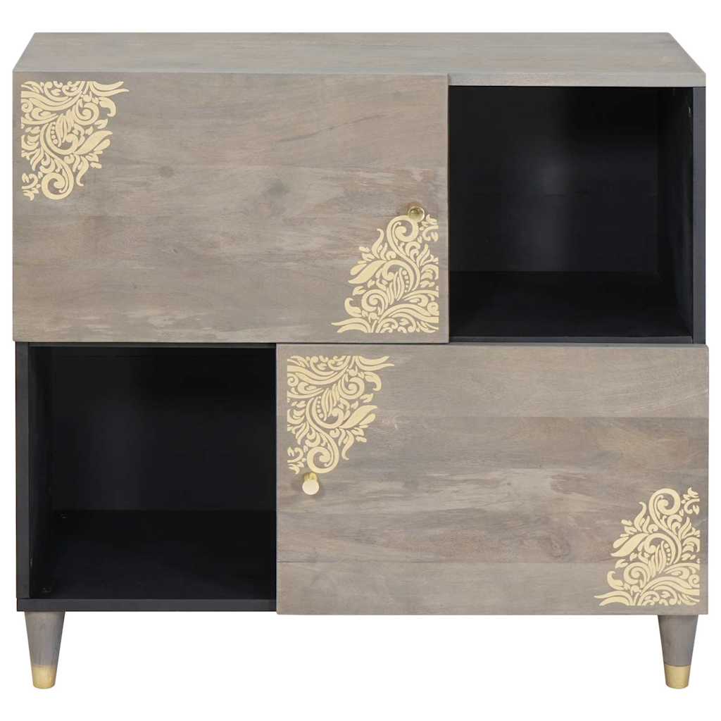 Aparador Gris y dorado 80 x 33 x 75 cm Madera de mango maciza
