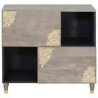 Aparador Gris y dorado 80 x 33 x 75 cm Madera de mango maciza
