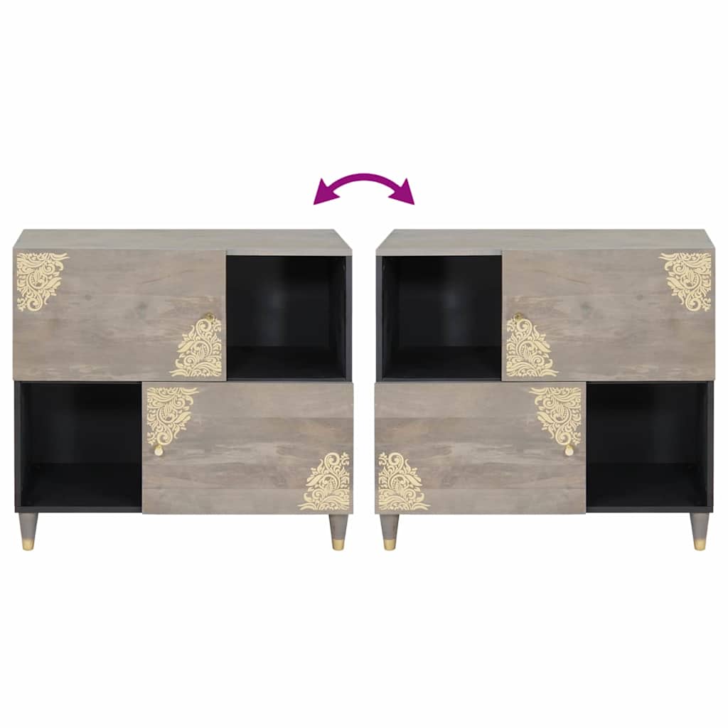 Aparador Gris y dorado 80 x 33 x 75 cm Madera de mango maciza