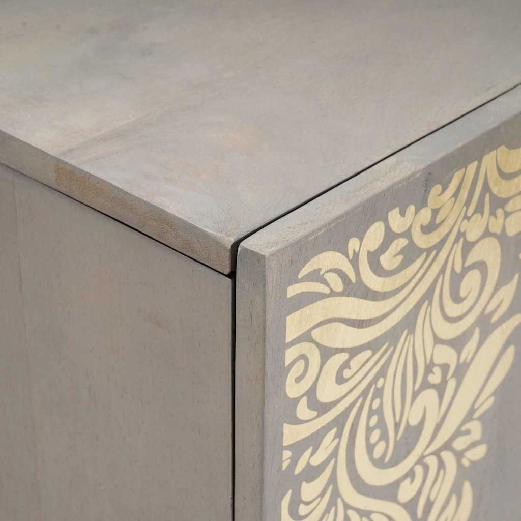 Aparador Gris y dorado 90 x 33 x 75 cm Madera de mango maciza