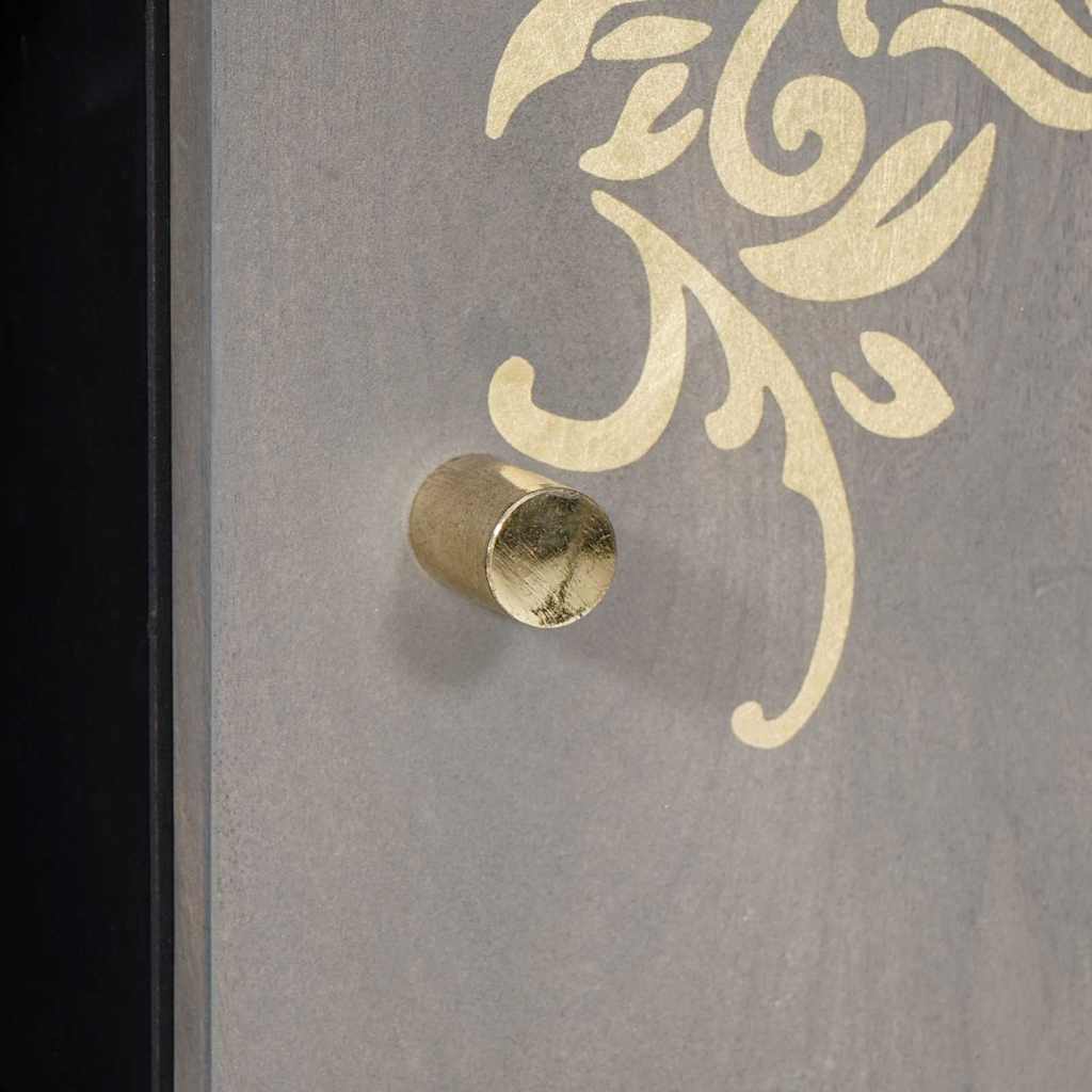 Aparador Gris y dorado 90 x 33 x 75 cm Madera de mango maciza