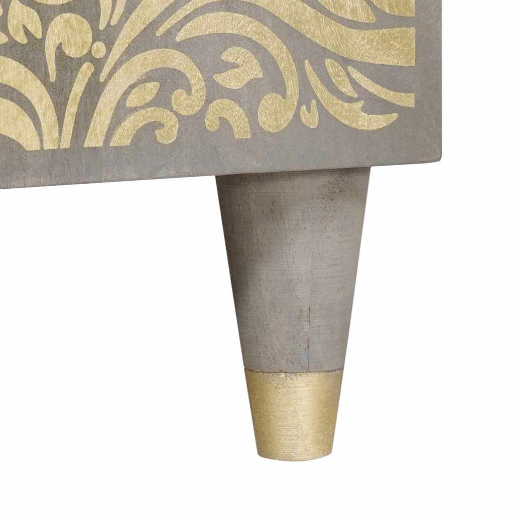 Aparador Gris y dorado 90 x 33 x 75 cm Madera de mango maciza