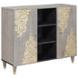 Aparador Gris y dorado 90 x 33 x 75 cm Madera de mango maciza