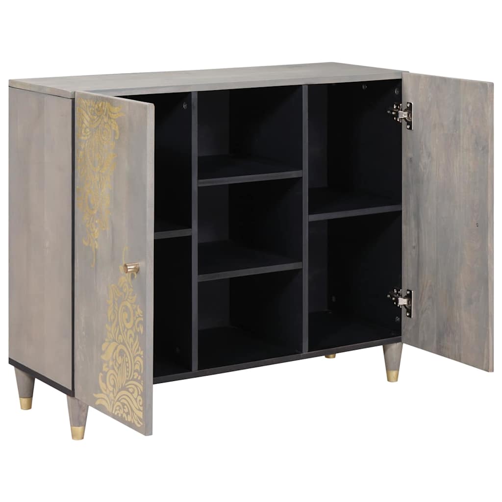Aparador Gris y dorado 90 x 33 x 75 cm Madera de mango maciza