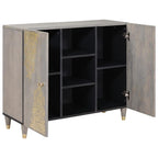 Aparador Gris y dorado 90 x 33 x 75 cm Madera de mango maciza