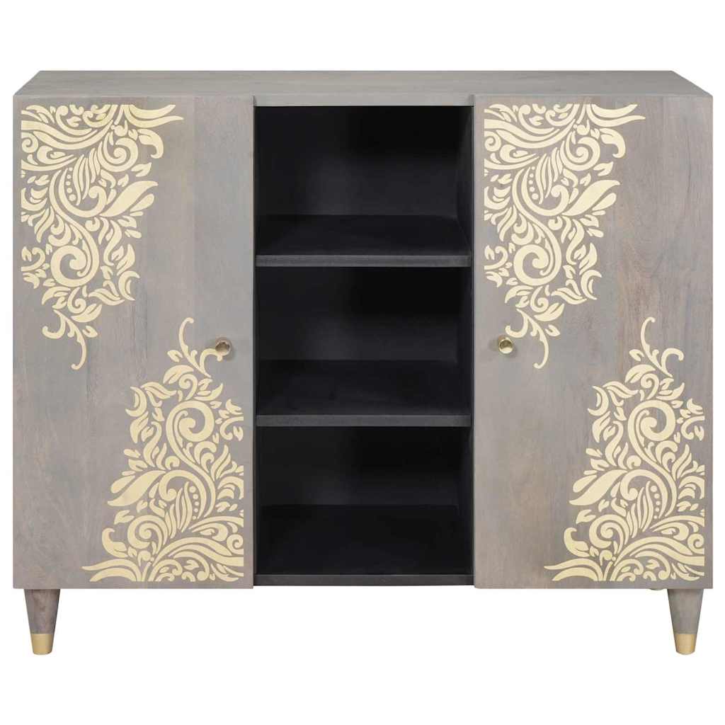 Aparador Gris y dorado 90 x 33 x 75 cm Madera de mango maciza