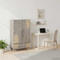 Tall sideboard with drawer Grey and gold 60 x 33 x 100 cm