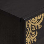 Armario de Noche Negro 40 x 33 x 46 cm Madera de mango maciza