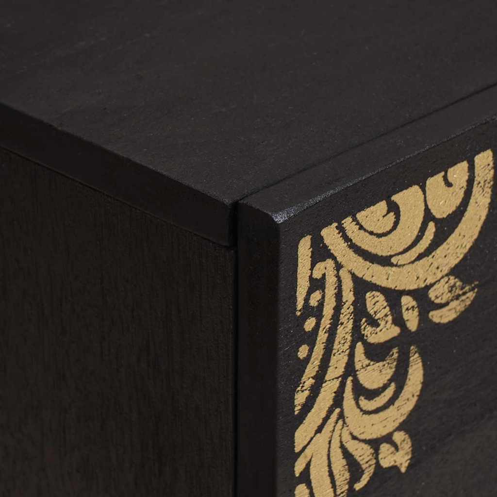 Armario de Noche Negro 40 x 33 x 46 cm Madera de mango maciza