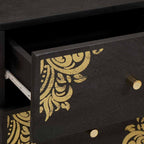 Armario de Noche Negro 40 x 33 x 46 cm Madera de mango maciza