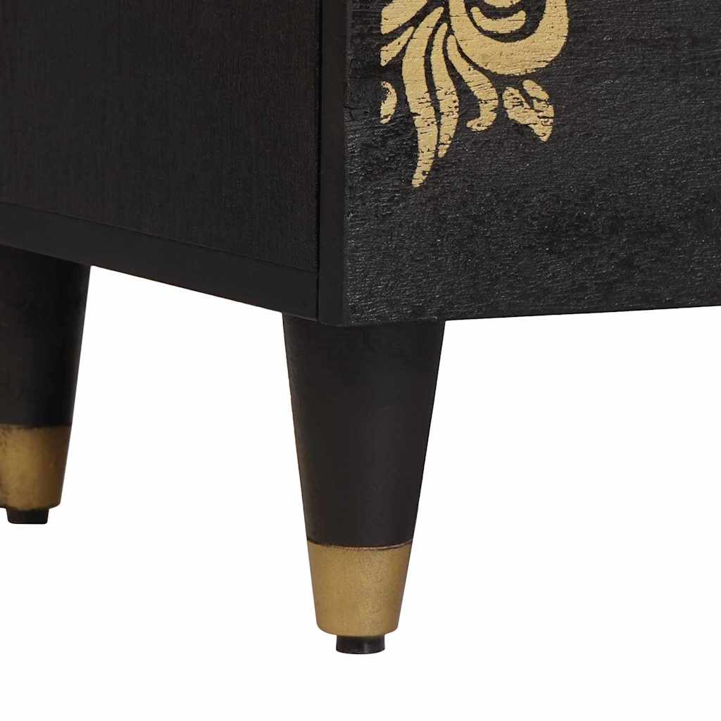 Armario de Noche Negro 40 x 33 x 46 cm Madera de mango maciza