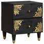 Armario de Noche Negro 40 x 33 x 46 cm Madera de mango maciza